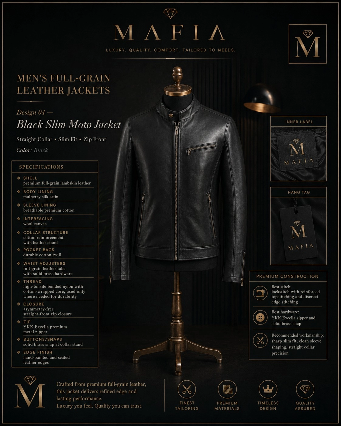 Men's Dark Green Structured Jacket — Design 03